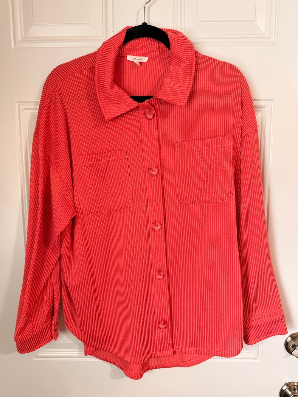 Maurices Coral Ribbed Button-Front Shirt Jacket